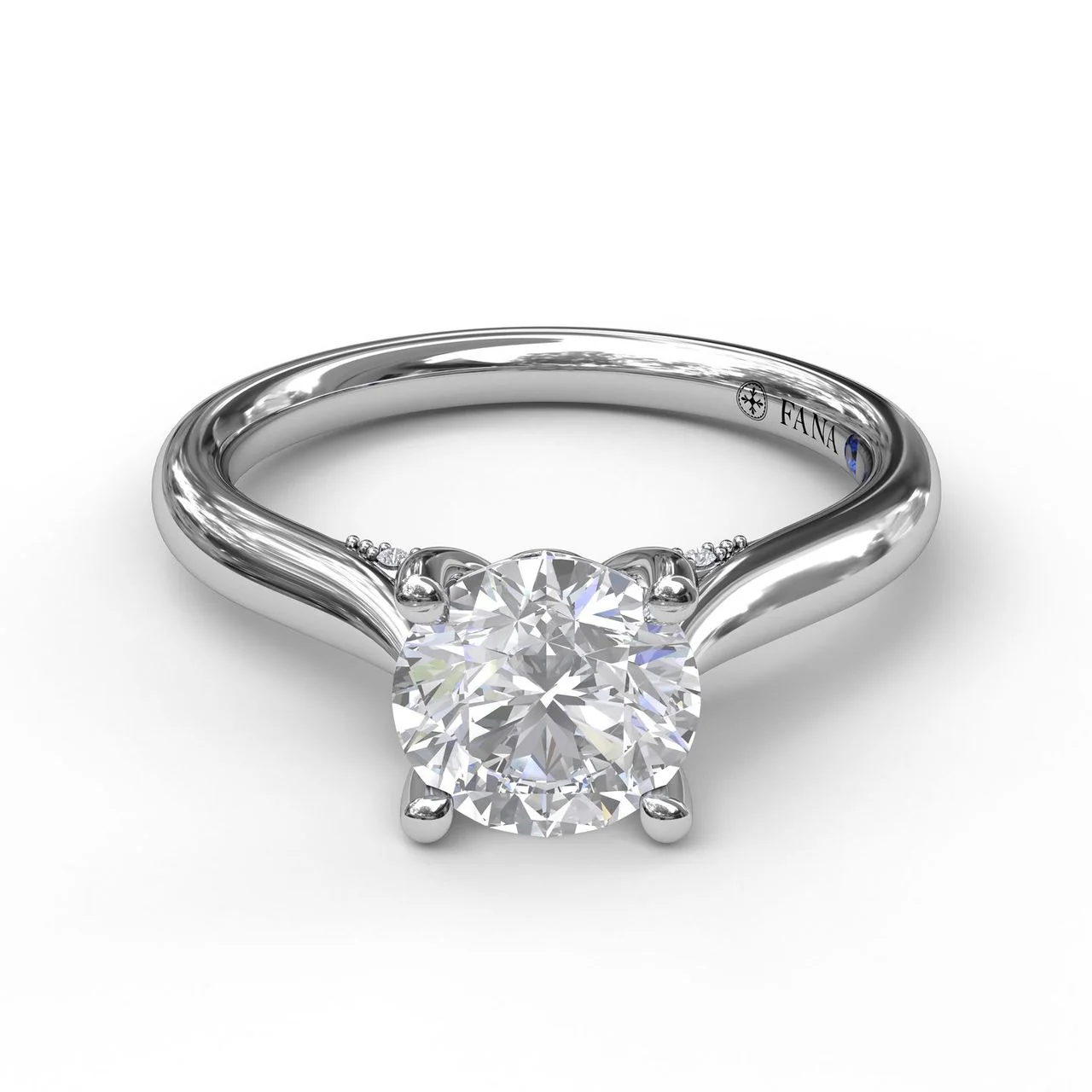 FANA Round Cut Solitaire Engagement Ring Setting With Decorated Bridge - Image 3