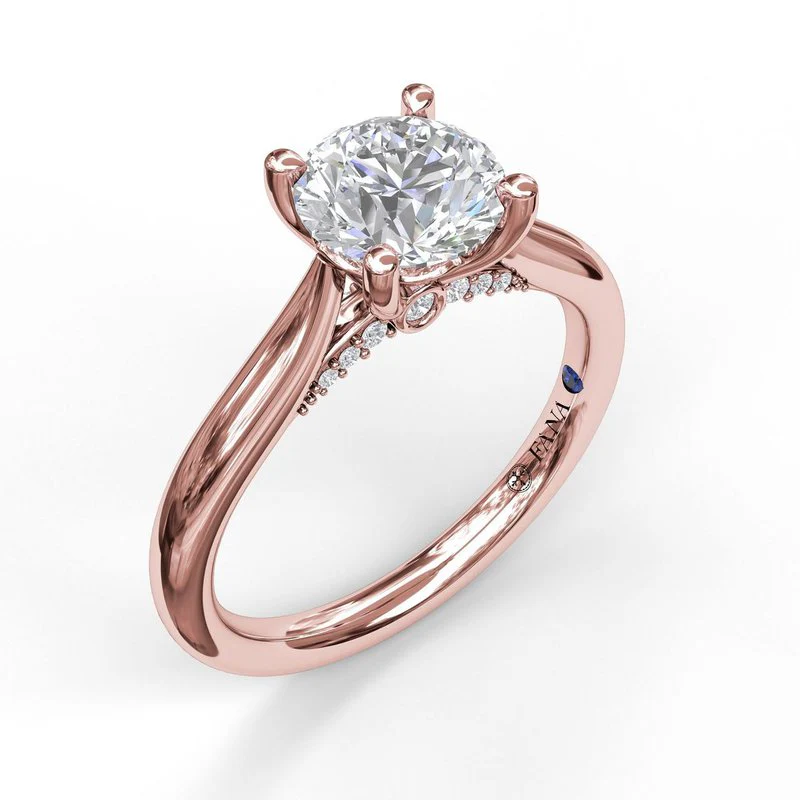FANA Round Cut Solitaire Engagement Ring Setting With Decorated Bridge - Image 4