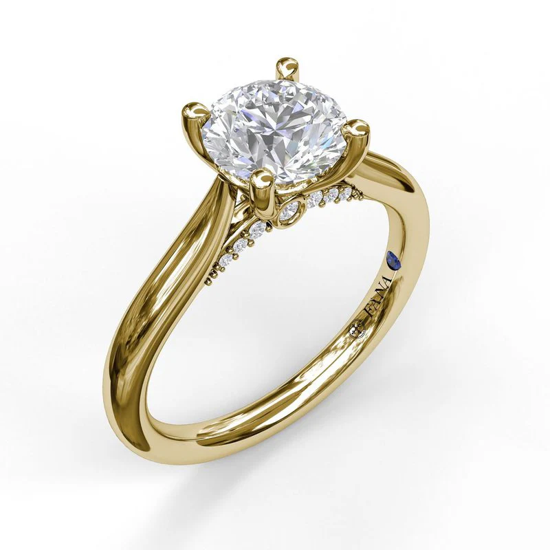 FANA Round Cut Solitaire Engagement Ring Setting With Decorated Bridge - Image 5