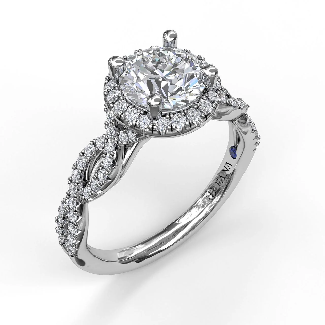 FANA Round Halo Twist Engagement Ring Setting