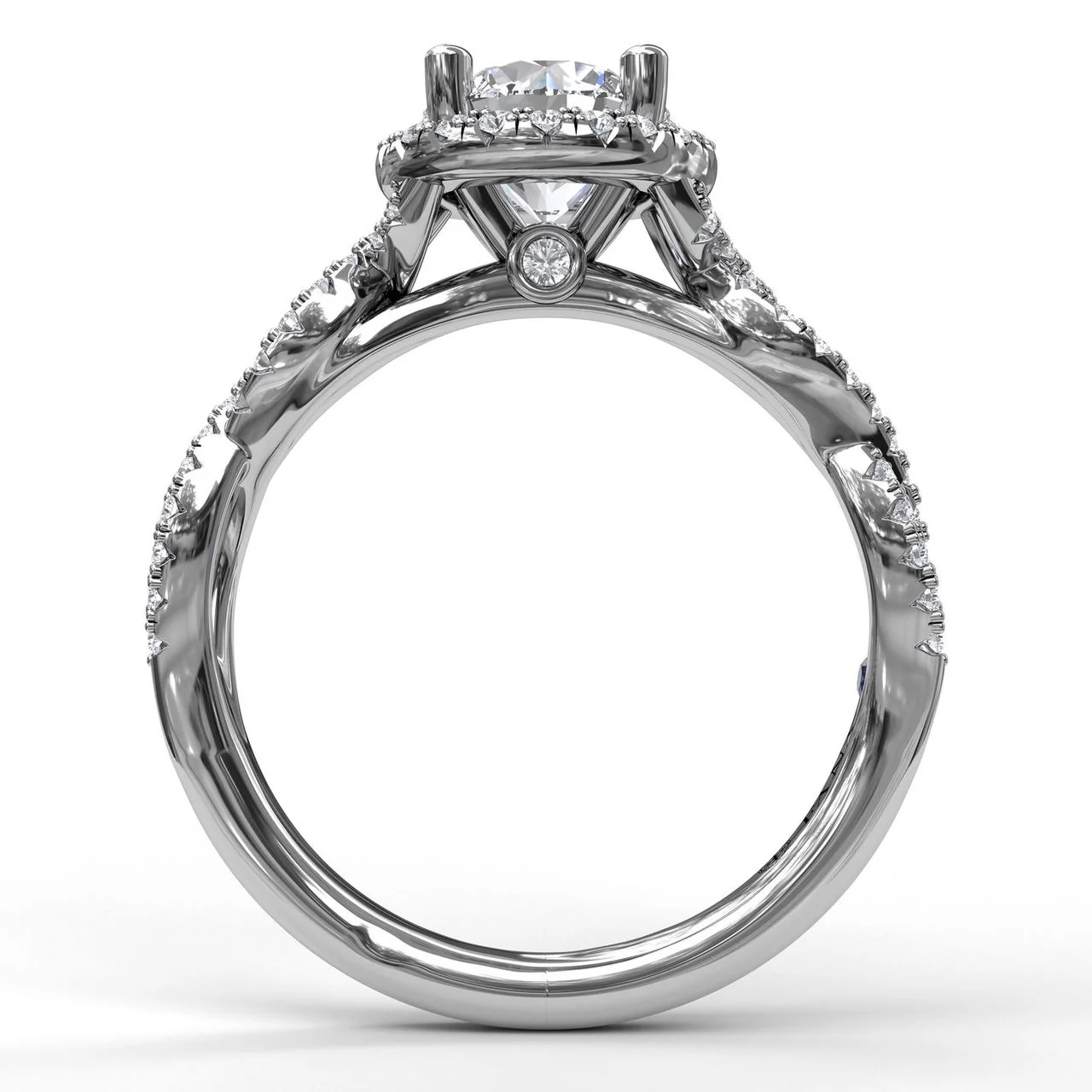 FANA Round Halo Twist Engagement Ring Setting - Image 2