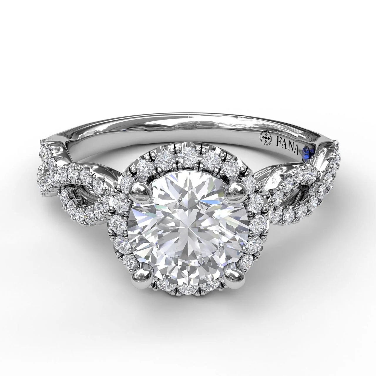 FANA Round Halo Twist Engagement Ring Setting - Image 3