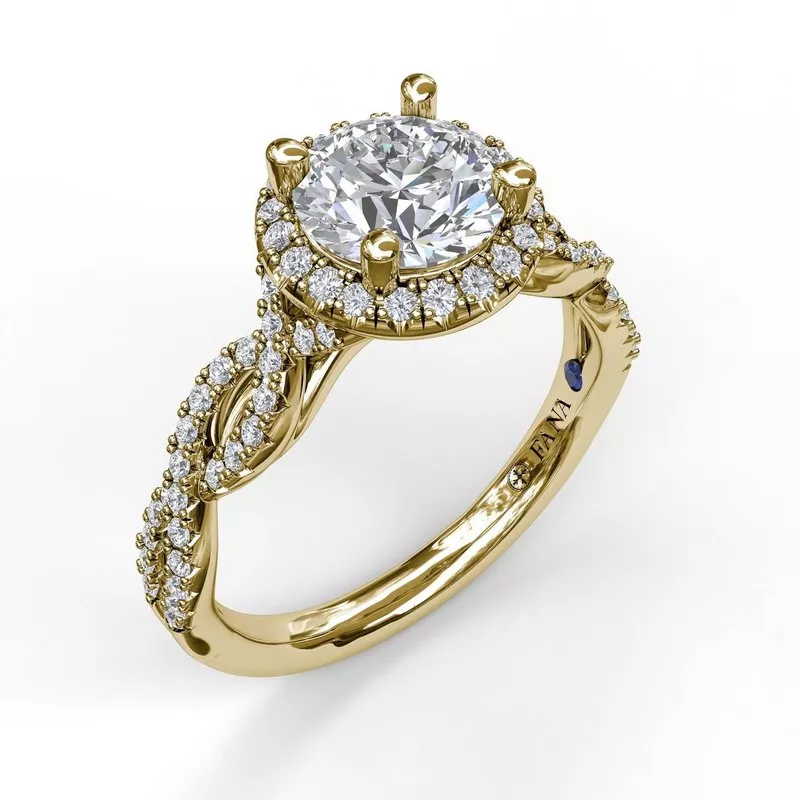 FANA Round Halo Twist Engagement Ring Setting - Image 4