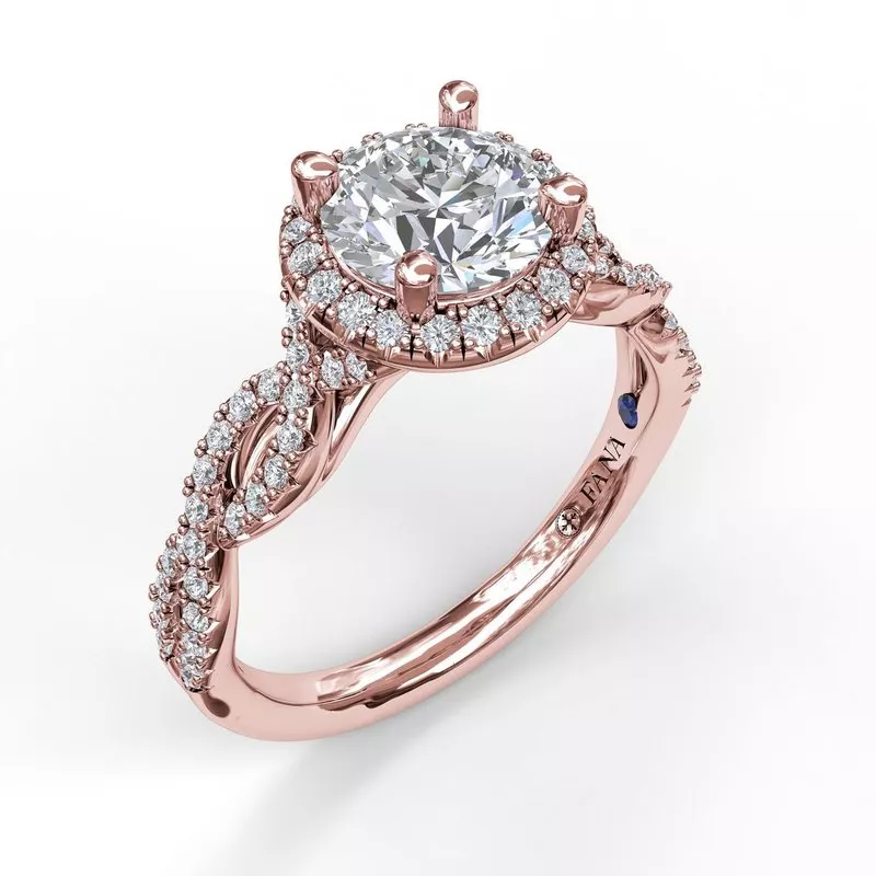 FANA Round Halo Twist Engagement Ring Setting - Image 5