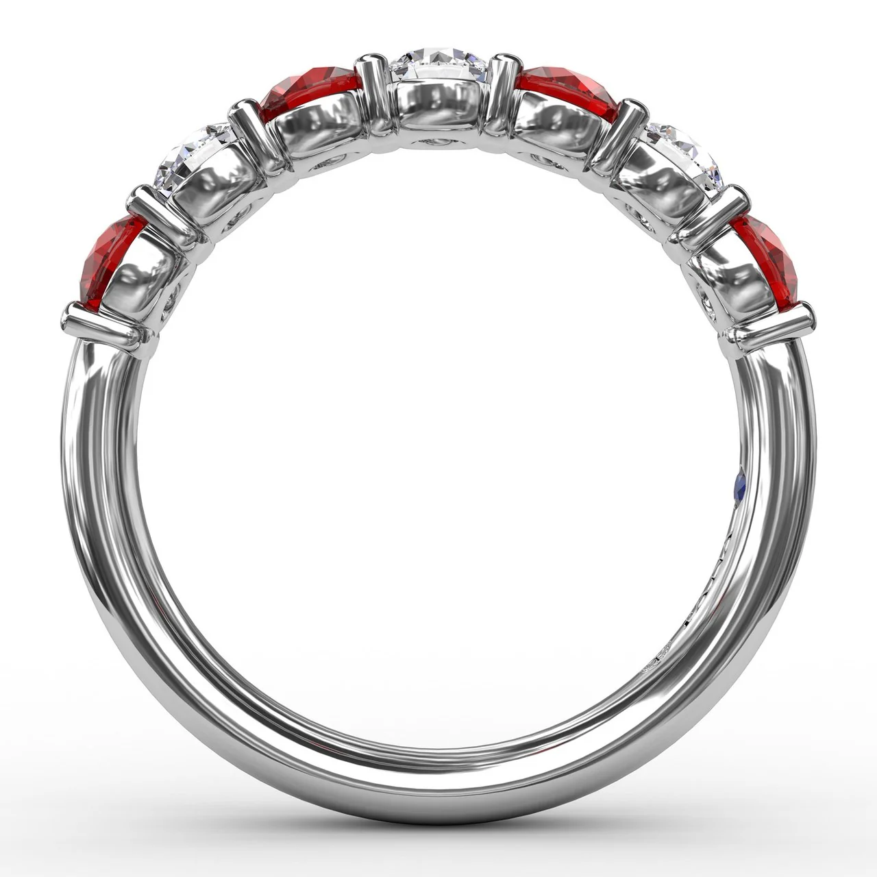 FANA Ruby and Diamond Shared Prong Anniversary Band 14K - Image 2