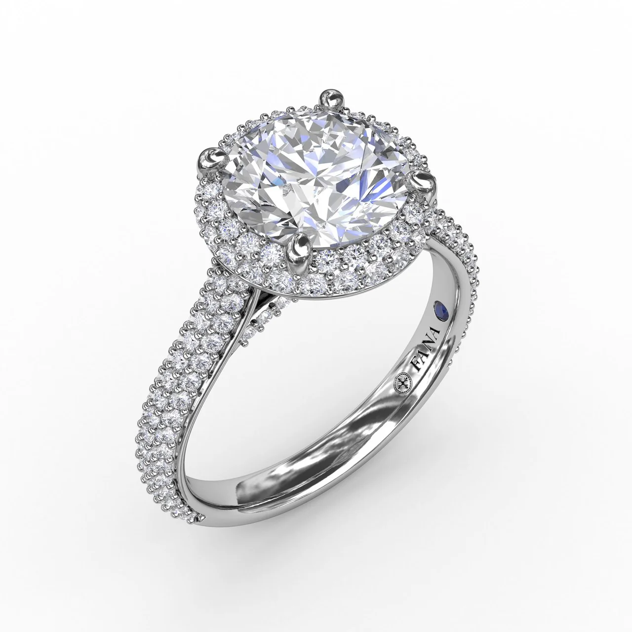 FANA Seamless Pavé Diamond Double Halo Engagement Ring Setting