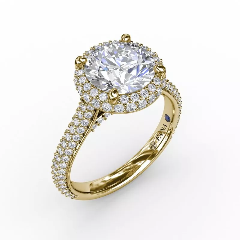 FANA Seamless Pavé Diamond Double Halo Engagement Ring Setting - Image 2