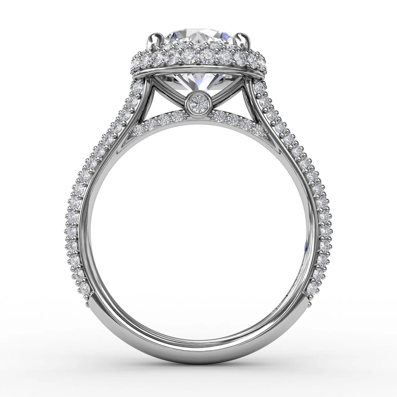FANA Seamless Pavé Diamond Double Halo Engagement Ring Setting - Image 4