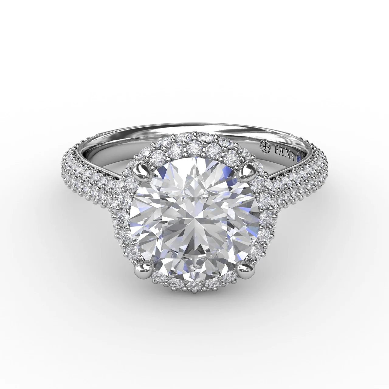FANA Seamless Pavé Diamond Double Halo Engagement Ring Setting - Image 5