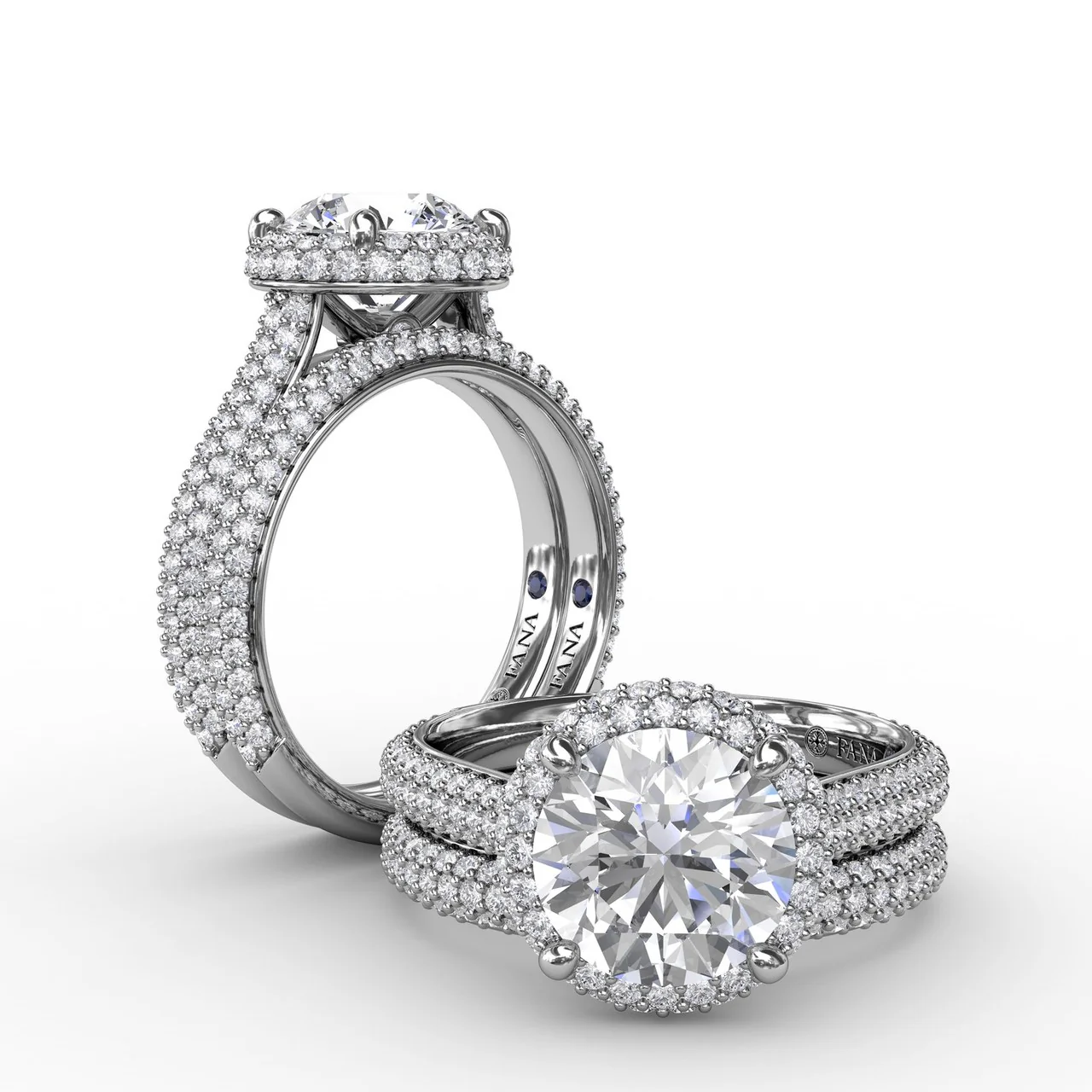 FANA Seamless Pavé Diamond Double Halo Engagement Ring Setting - Image 6
