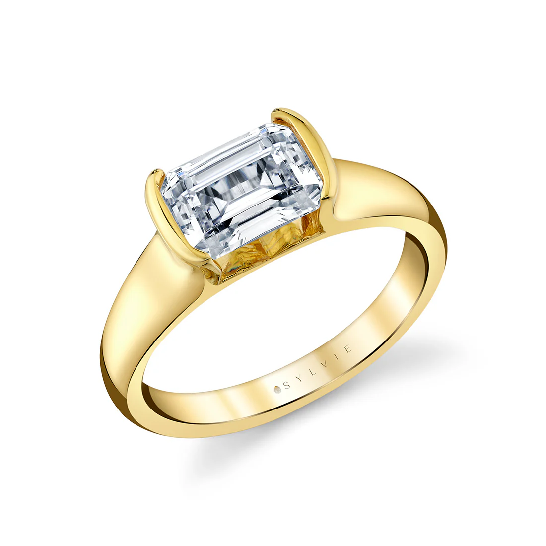 Shell Auranova East to West Half Bezel Solitaire Engagement Ring - Hollyn - Image 2