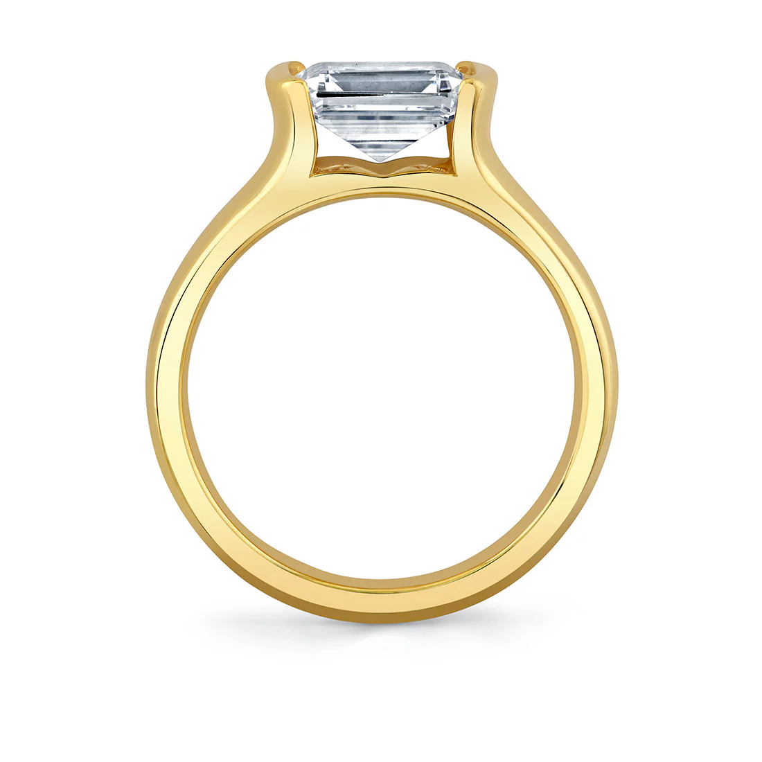 Shell Auranova East to West Half Bezel Solitaire Engagement Ring - Hollyn - Image 3