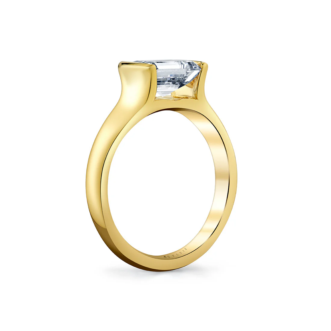 Shell Auranova East to West Half Bezel Solitaire Engagement Ring - Hollyn - Image 4
