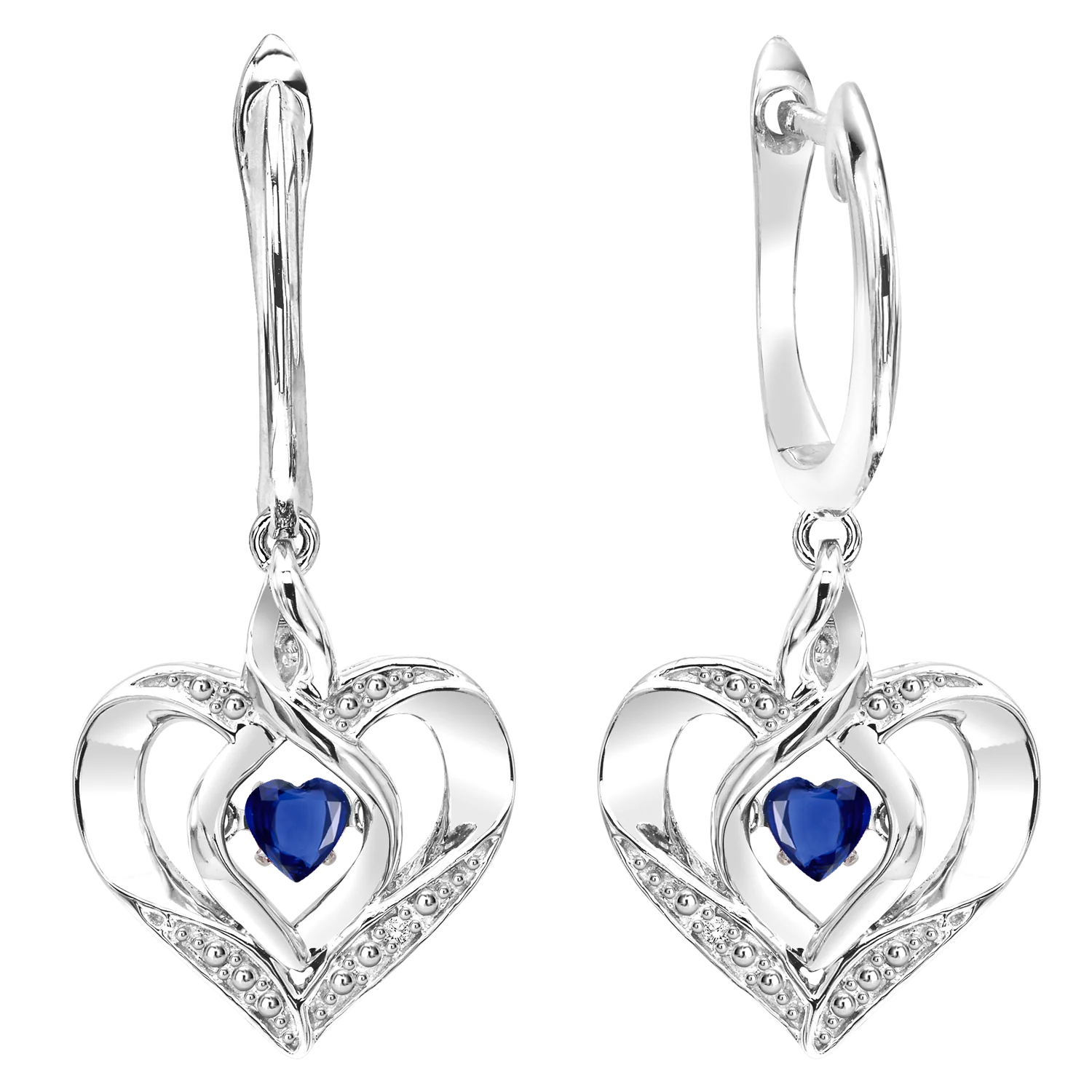 Silver Diamond & Created Sapphire Earring
