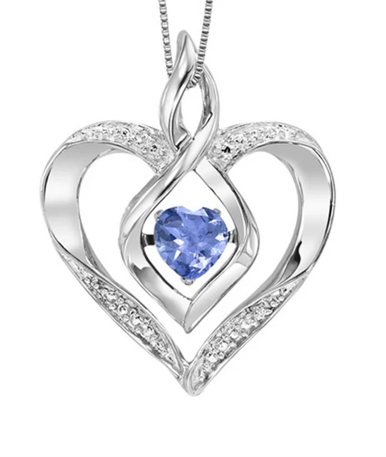 Silver Diamond & Created Synthetic Alexandrite Pendant