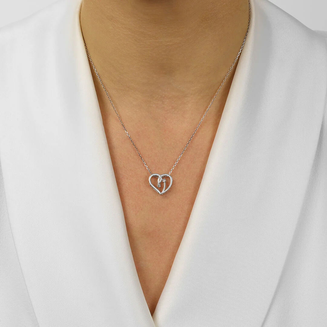 Silver and Diamond Heart Pendant - Image 2