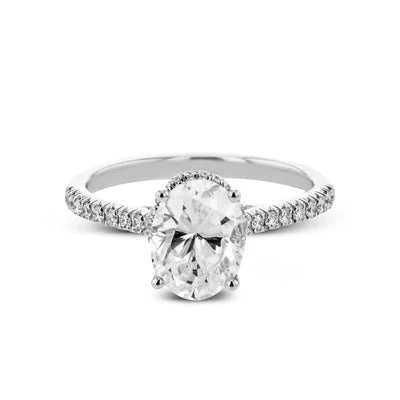 Simon G. Oval Cut Hidden Halo Engagement Ring Setting (0.32CTW) - Image 2