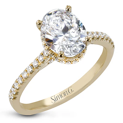 Simon G. Oval Cut Hidden Halo Engagement Ring Setting (0.32CTW) - Image 3