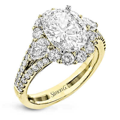 Simon G. Oval Cut Three Stone Halo Engagement Ring Setting (1.63CTW) - Image 3