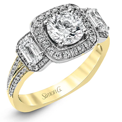 Simon G. Round Cut Three Stone Halo Engagement Ring Setting (0.80CTW) - Image 2