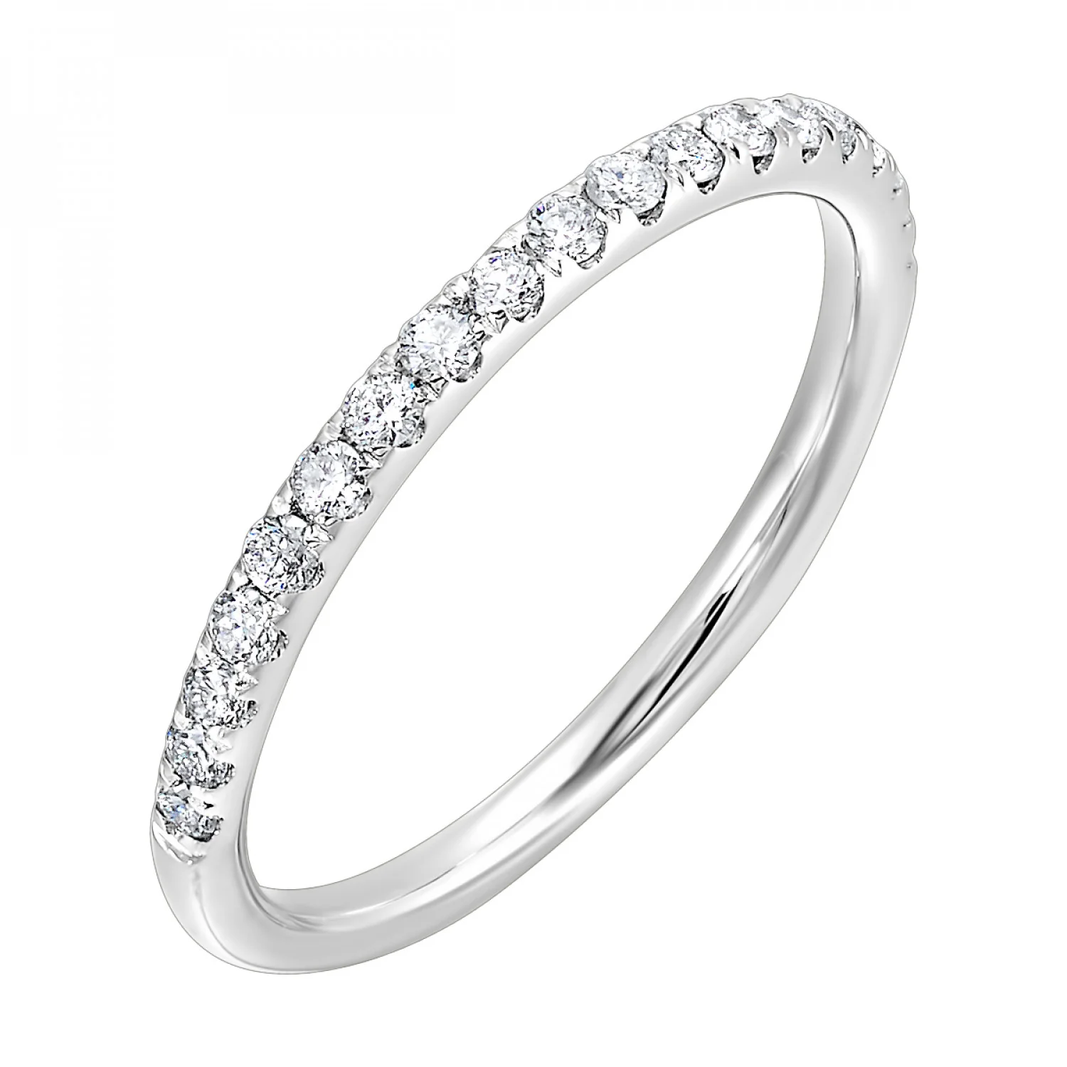 14K 1/2 Way Thin Pave Diamond Wedding Band - Image 2