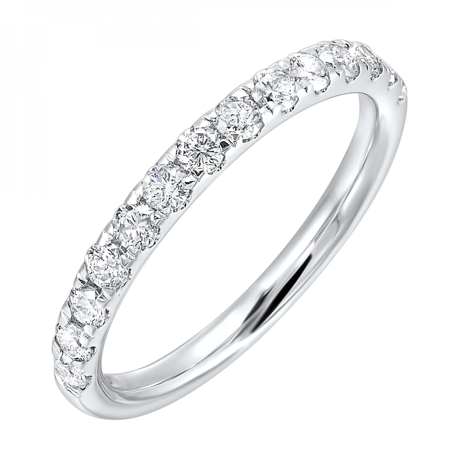 14K 1/2 Way Thin Pave Diamond Wedding Band - Image 3