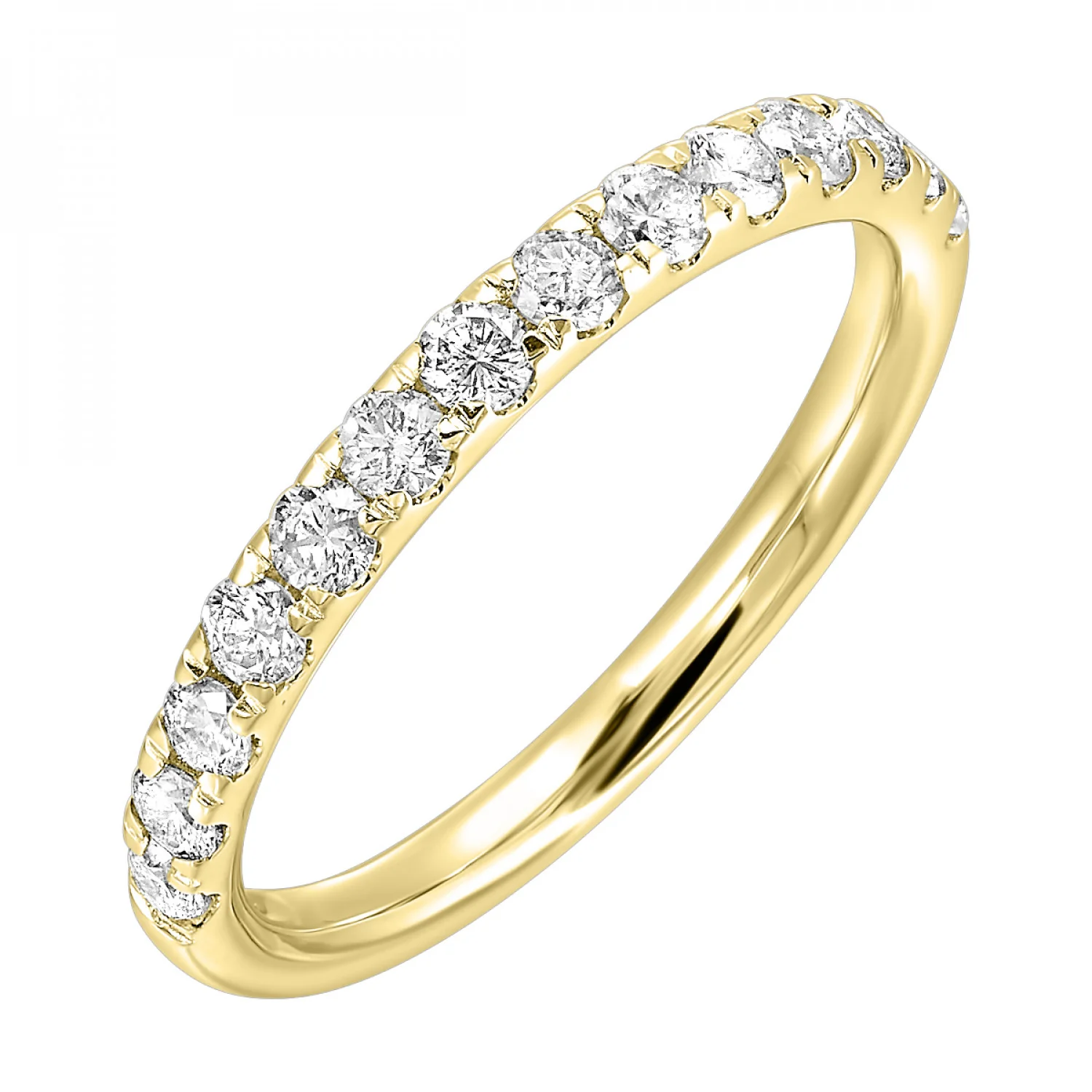 14K 1/2 Way Thin Pave Diamond Wedding Band - Image 4
