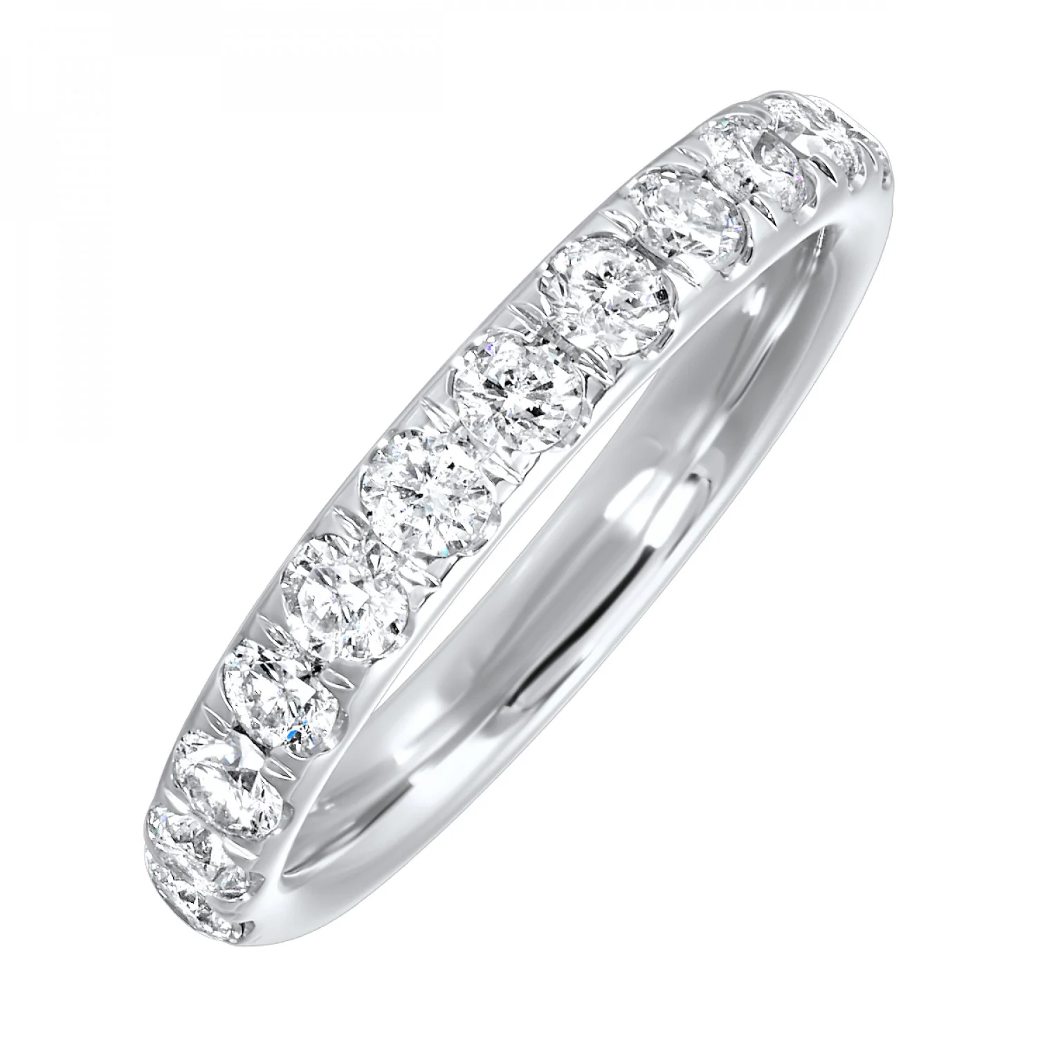 14K 1/2 Way Thin Pave Diamond Wedding Band - Image 5