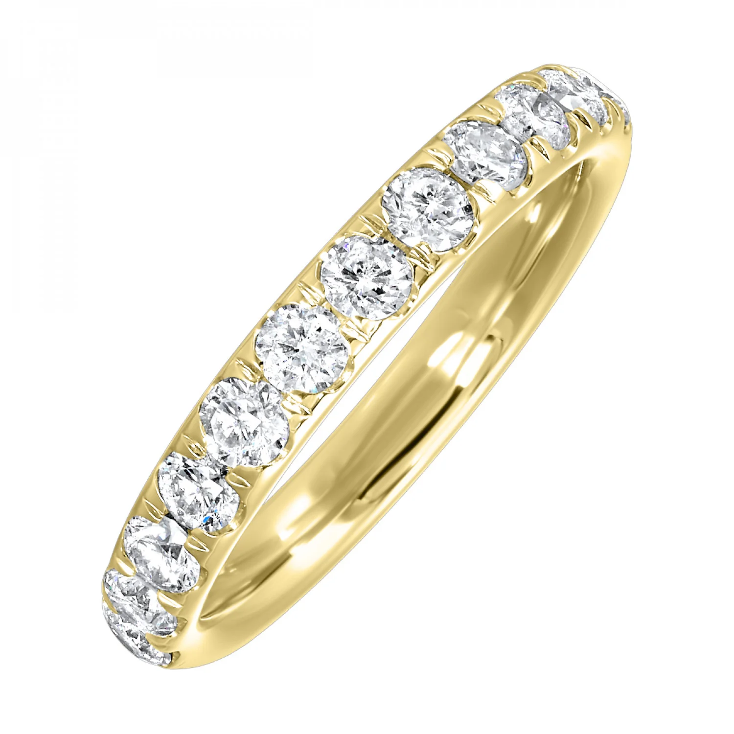 14K 1/2 Way Thin Pave Diamond Wedding Band - Image 6