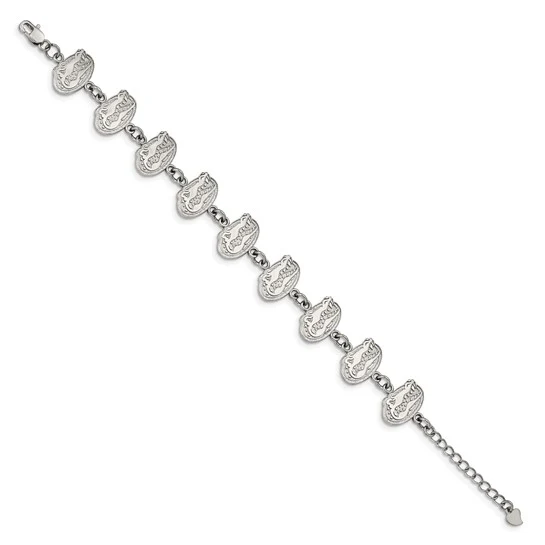 Stainless Steel LogoArt University of Florida Gator Link 7 inch Bracelet with 1.5 inch Extender - Image 2