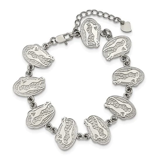 Stainless Steel LogoArt University of Florida Gator Link 7 inch Bracelet with 1.5 inch Extender - Image 3