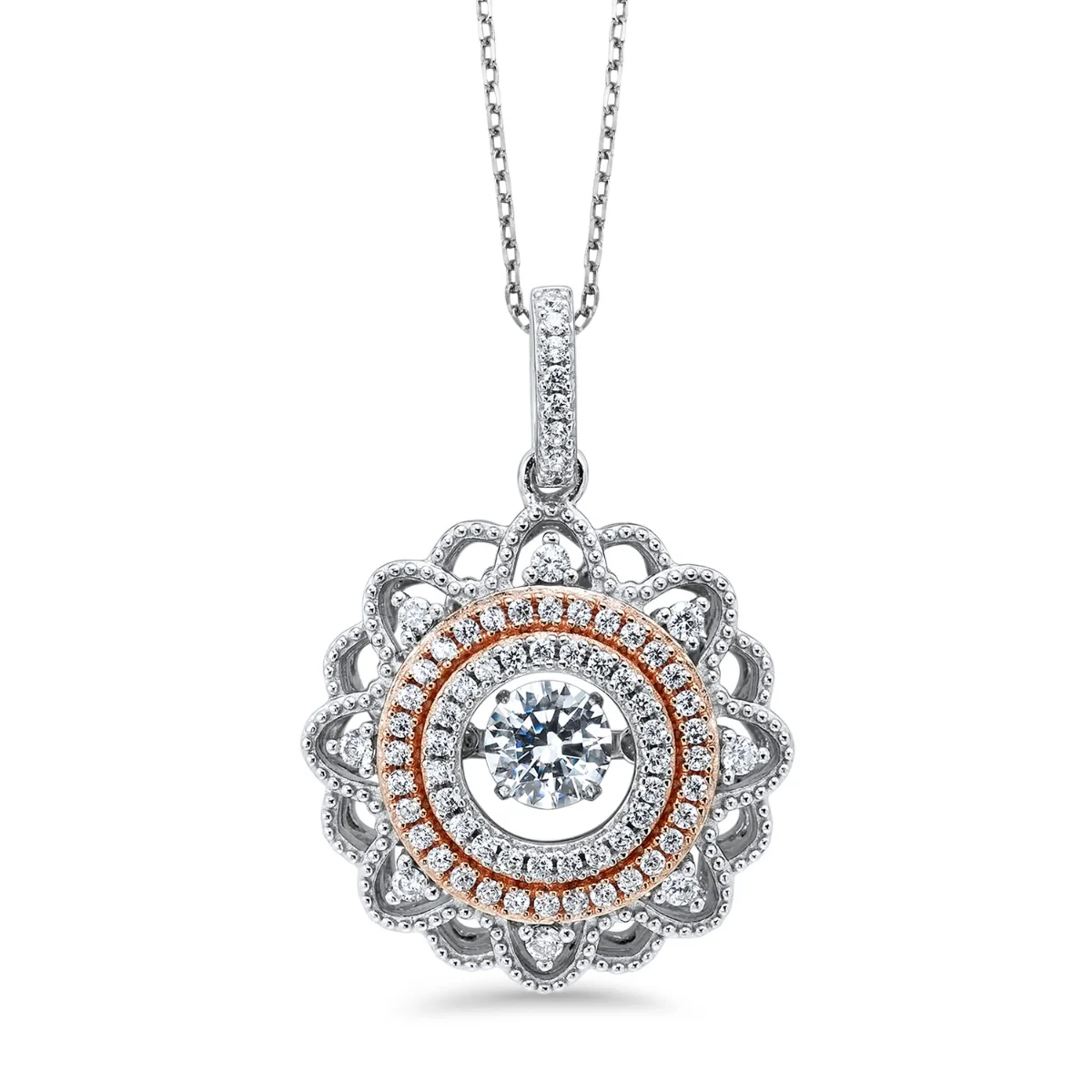 Sterling Silver and Rose Pendant