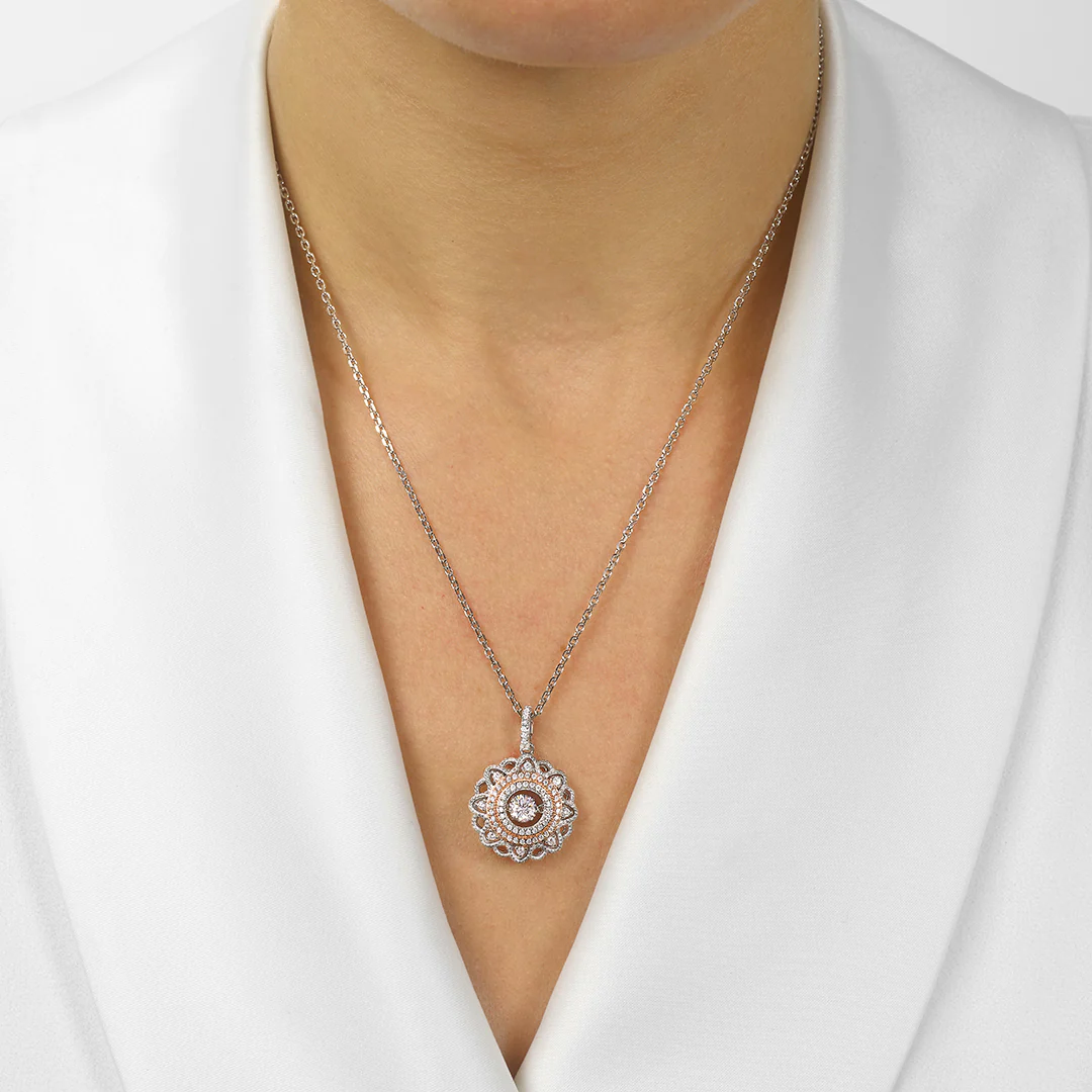 Sterling Silver and Rose Pendant - Image 2