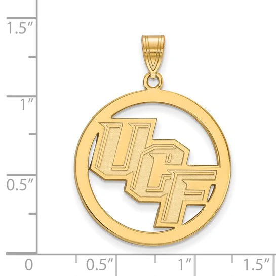 Sterling Silver Gold-plated LogoArt University of Central Florida U-C-F Extra Large Circle Pendant - Image 2