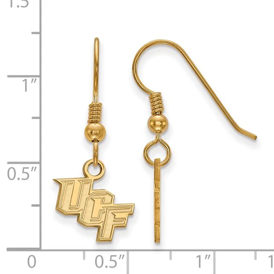 Sterling Silver Gold-plated LogoArt University of Central Florida U-C-F Extra Small Dangle Wire Earrings - Image 2