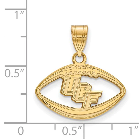 Sterling Silver Gold-plated LogoArt University of Central Florida U-C-F Football Pendant - Image 2