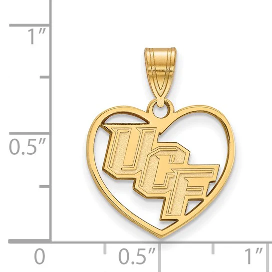 Sterling Silver Gold-plated LogoArt University of Central Florida U-C-F Heart Pendant - Image 2