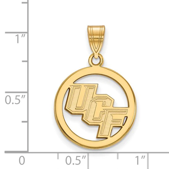Sterling Silver Gold-plated LogoArt University of Central Florida U-C-F Medium Circle Pendant - Image 2