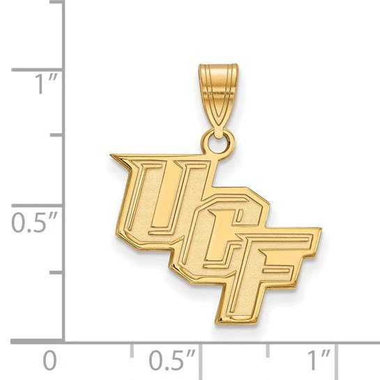 Sterling Silver Gold-plated LogoArt University of Central Florida U-C-F Medium Pendant - Image 2