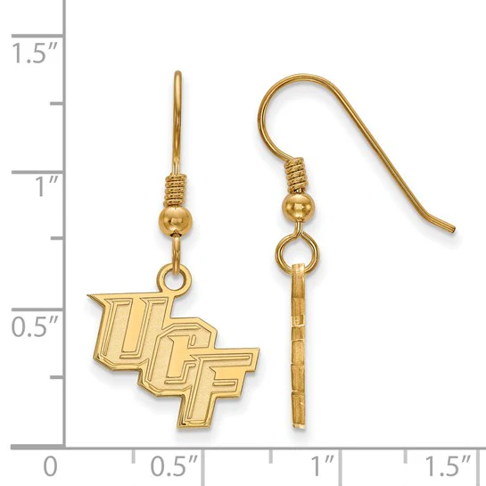 Sterling Silver Gold-plated LogoArt University of Central Florida U-C-F Small Dangle Wire Earrings - Image 2
