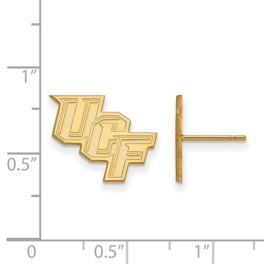 Sterling Silver Gold-plated LogoArt University of Central Florida U-C-F Small Post Earrings - Image 2