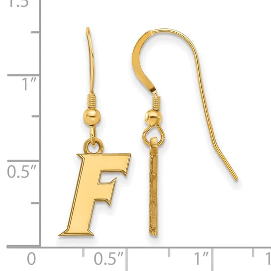 Sterling Silver Gold-plated LogoArt University of Florida "F" Dangle Wire Earrings - Image 2