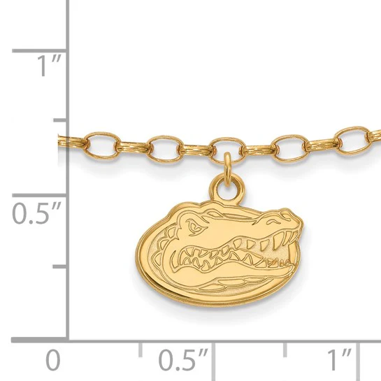 Sterling Silver Gold-plated LogoArt University of Florida Gator 9 inch Anklet - Image 2