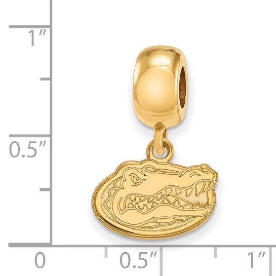 Sterling Silver Gold-plated LogoArt University of Florida Gator Extra Small Dangle Bead Charm - Image 2