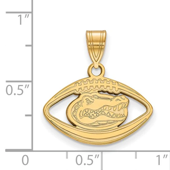 Sterling Silver Gold-plated LogoArt University of Florida Gator Football Pendant - Image 2