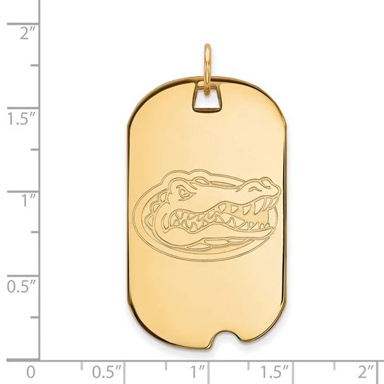 Sterling Silver Gold-plated LogoArt University of Florida Gator Large Dog Tag Pendant - Image 2