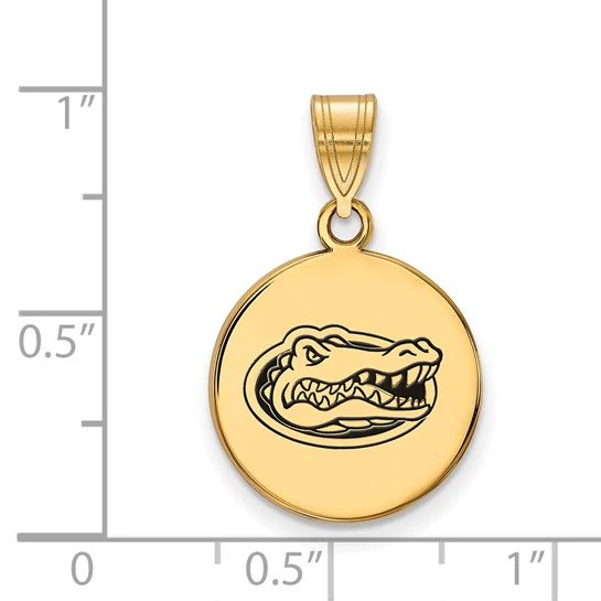 Sterling Silver Gold-plated LogoArt University of Florida Gator Medium Enameled Disc Pendant - Image 2
