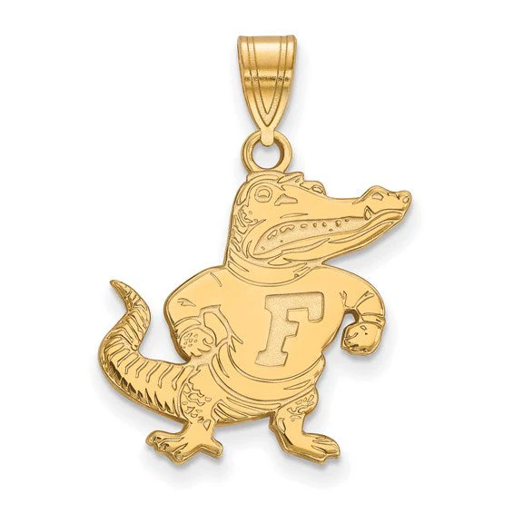 Sterling Silver Gold-plated LogoArt University of Florida Gator Medium Pendant
