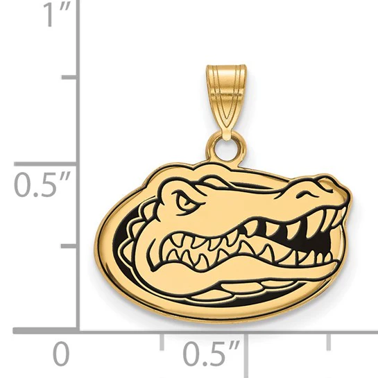 Sterling Silver Gold-plated LogoArt University of Florida Gator Small Enameled Pendant - Image 2