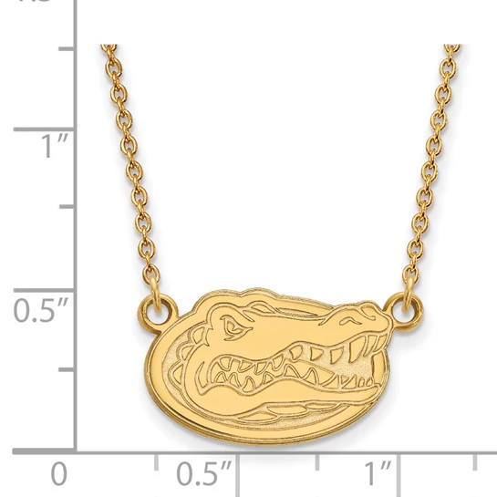 Sterling Silver Gold-plated LogoArt University of Florida Gator Small Pendant 18 inch Necklace - Image 2